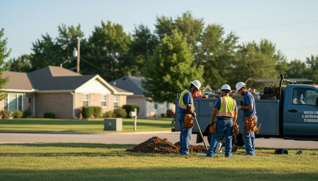 Residential water line and bathroom plumbing service in Oakville, IA
